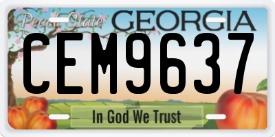 GA license plate CEM9637