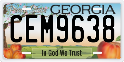 GA license plate CEM9638