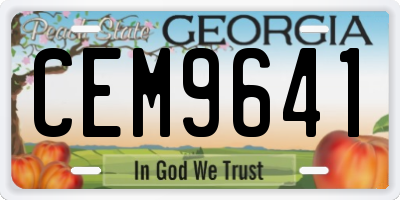GA license plate CEM9641