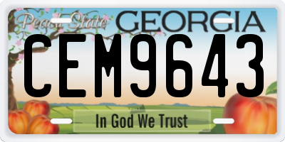 GA license plate CEM9643