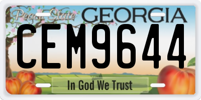 GA license plate CEM9644