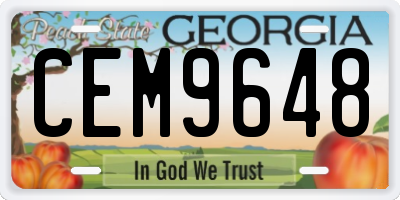 GA license plate CEM9648