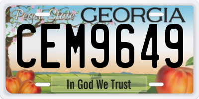 GA license plate CEM9649