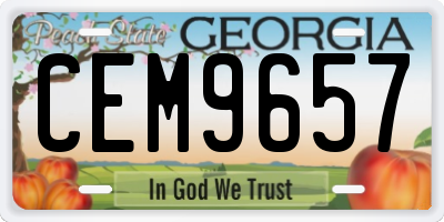 GA license plate CEM9657
