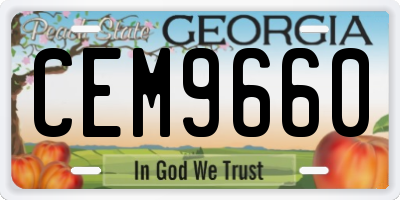 GA license plate CEM9660