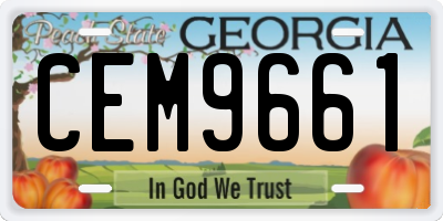 GA license plate CEM9661