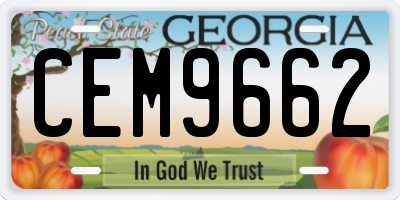 GA license plate CEM9662