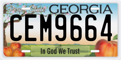 GA license plate CEM9664