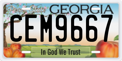 GA license plate CEM9667