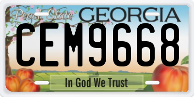GA license plate CEM9668