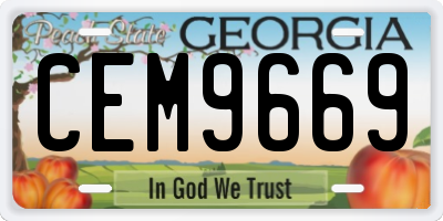 GA license plate CEM9669