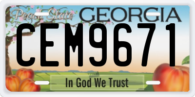 GA license plate CEM9671