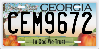 GA license plate CEM9672