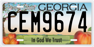 GA license plate CEM9674
