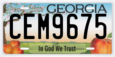 GA license plate CEM9675