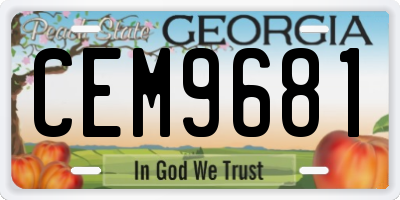 GA license plate CEM9681