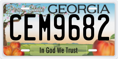 GA license plate CEM9682