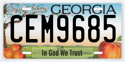 GA license plate CEM9685