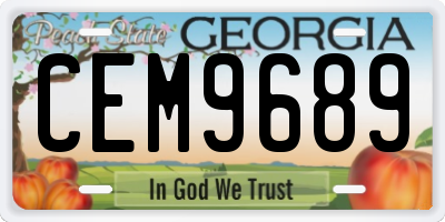 GA license plate CEM9689