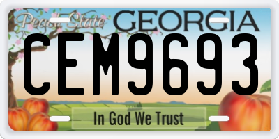 GA license plate CEM9693