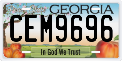 GA license plate CEM9696