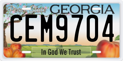 GA license plate CEM9704