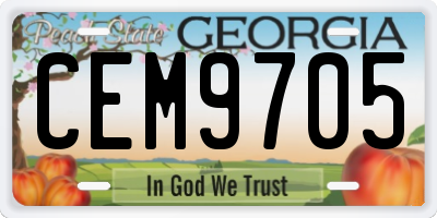 GA license plate CEM9705
