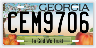 GA license plate CEM9706