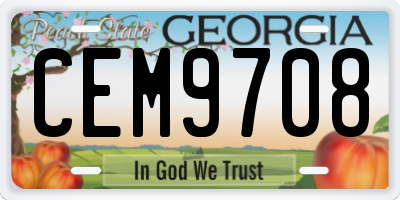 GA license plate CEM9708