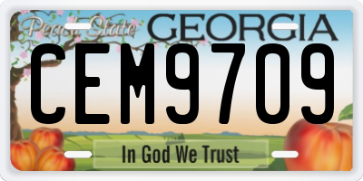 GA license plate CEM9709