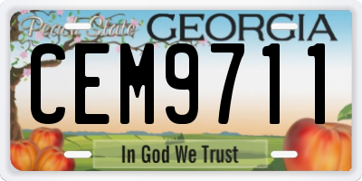 GA license plate CEM9711