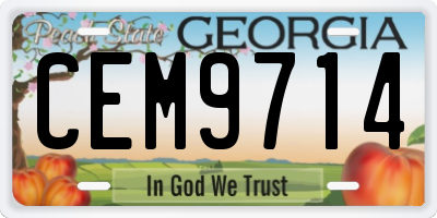 GA license plate CEM9714