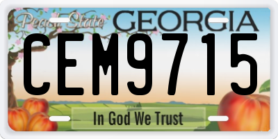GA license plate CEM9715