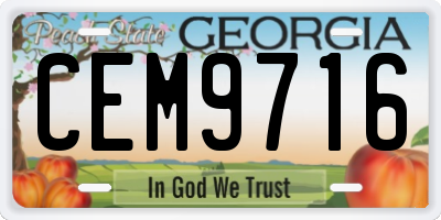 GA license plate CEM9716