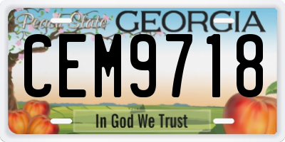 GA license plate CEM9718