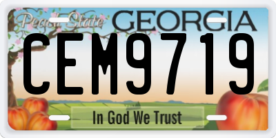 GA license plate CEM9719