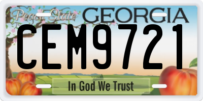 GA license plate CEM9721