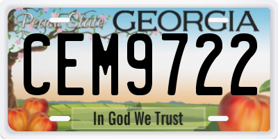 GA license plate CEM9722