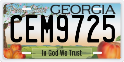 GA license plate CEM9725