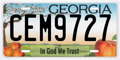 GA license plate CEM9727