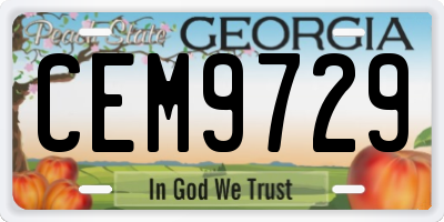 GA license plate CEM9729