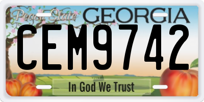 GA license plate CEM9742