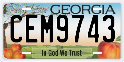 GA license plate CEM9743