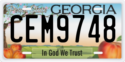 GA license plate CEM9748