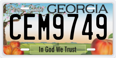 GA license plate CEM9749
