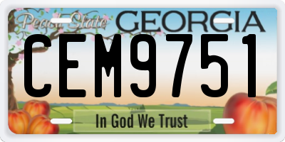 GA license plate CEM9751