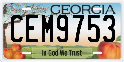 GA license plate CEM9753