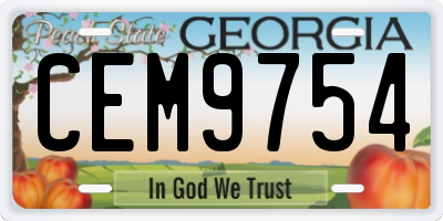GA license plate CEM9754