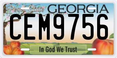 GA license plate CEM9756
