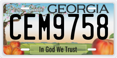 GA license plate CEM9758